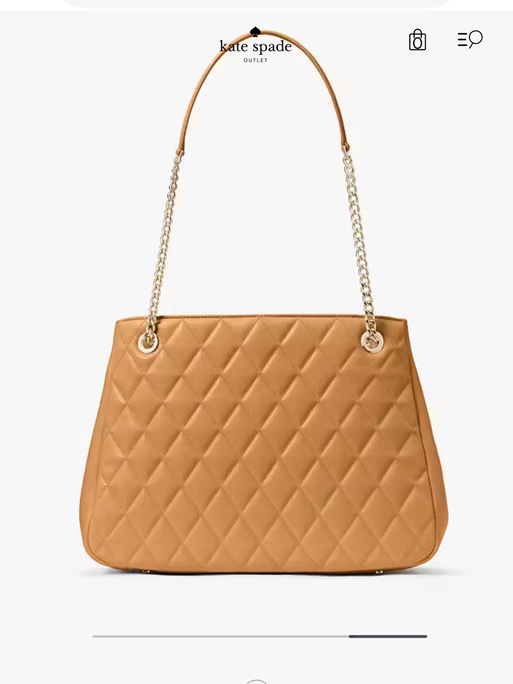 kate spade Quilted Tan Carey Tote with Gold Chain Handles - Picture 5 of 6